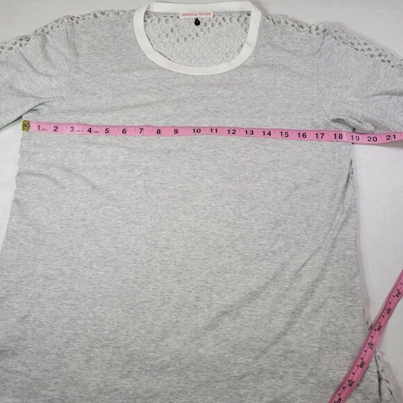 Rebecca Taylor Women Athleisure Gray & White Short-Sleeve Mesh Back Top Size S - Picture 5 of 6